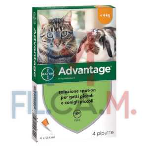 ANTIPARASSITARIO 'ADVANTAGE SPOT-ON' < 4 kg - 4 pipette ml 0,4 - PEZZI 1