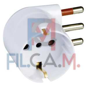ADATTATORE SINGOLO SPINA 90° 'SALVASPAZIO' spina 2P + T 16A - PEZZI 1