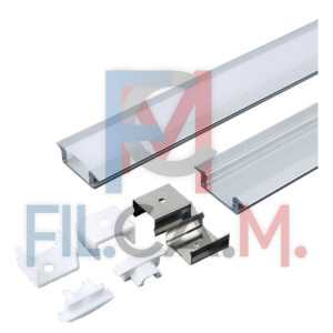 PROFILO CANALINA IN ALLUMINIO PER STRIP LED 3350 mm 24,7 x 7 - largh.max 12,4 - PEZZI 1